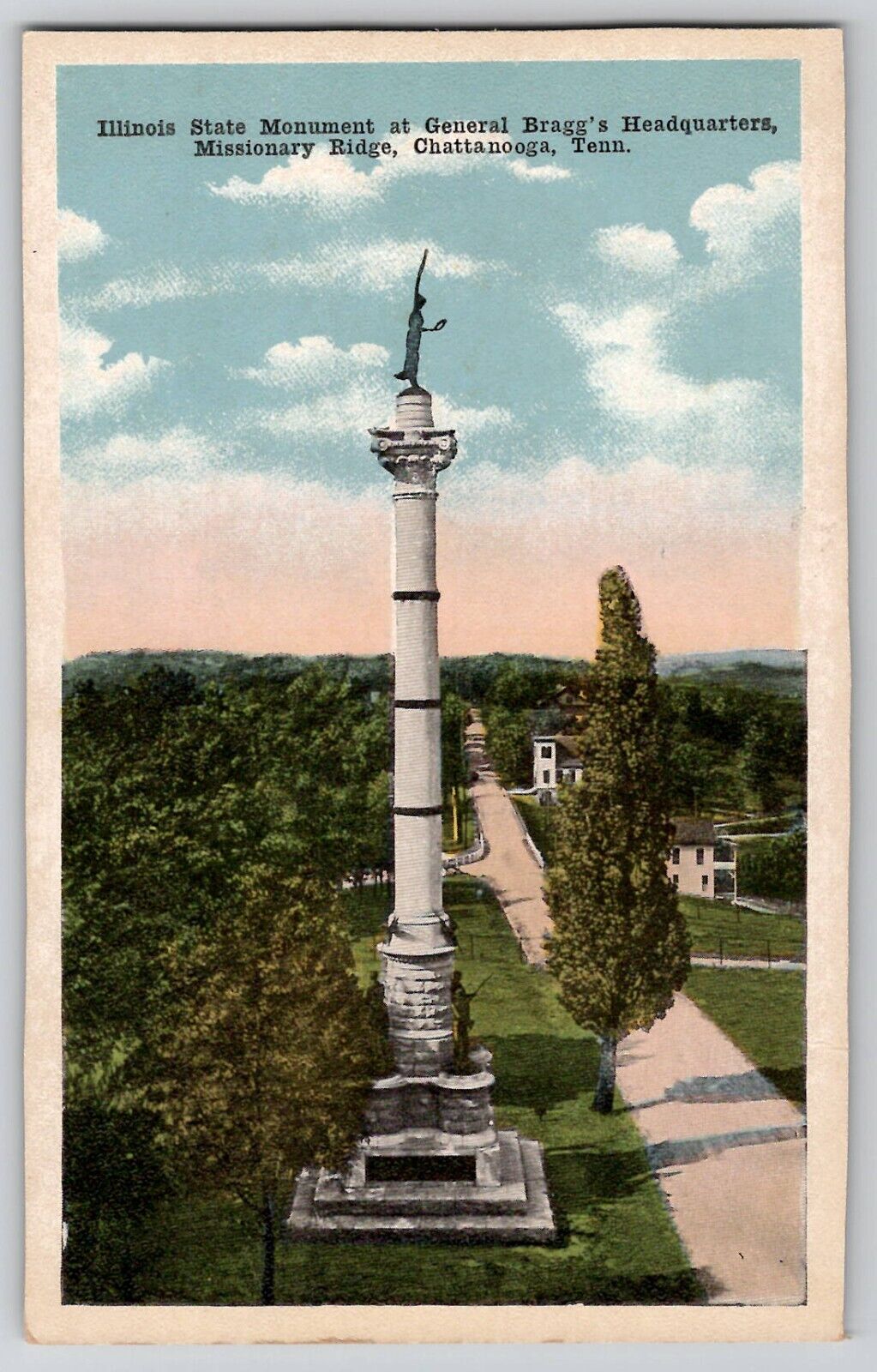 Illinois State Monument Missionary Ridge Chattanooga TN Postcard Civil War 1920s