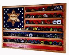 Illinois State Trooper State Police Challenge Coin Display Flag 70+ Coins TRAD picture